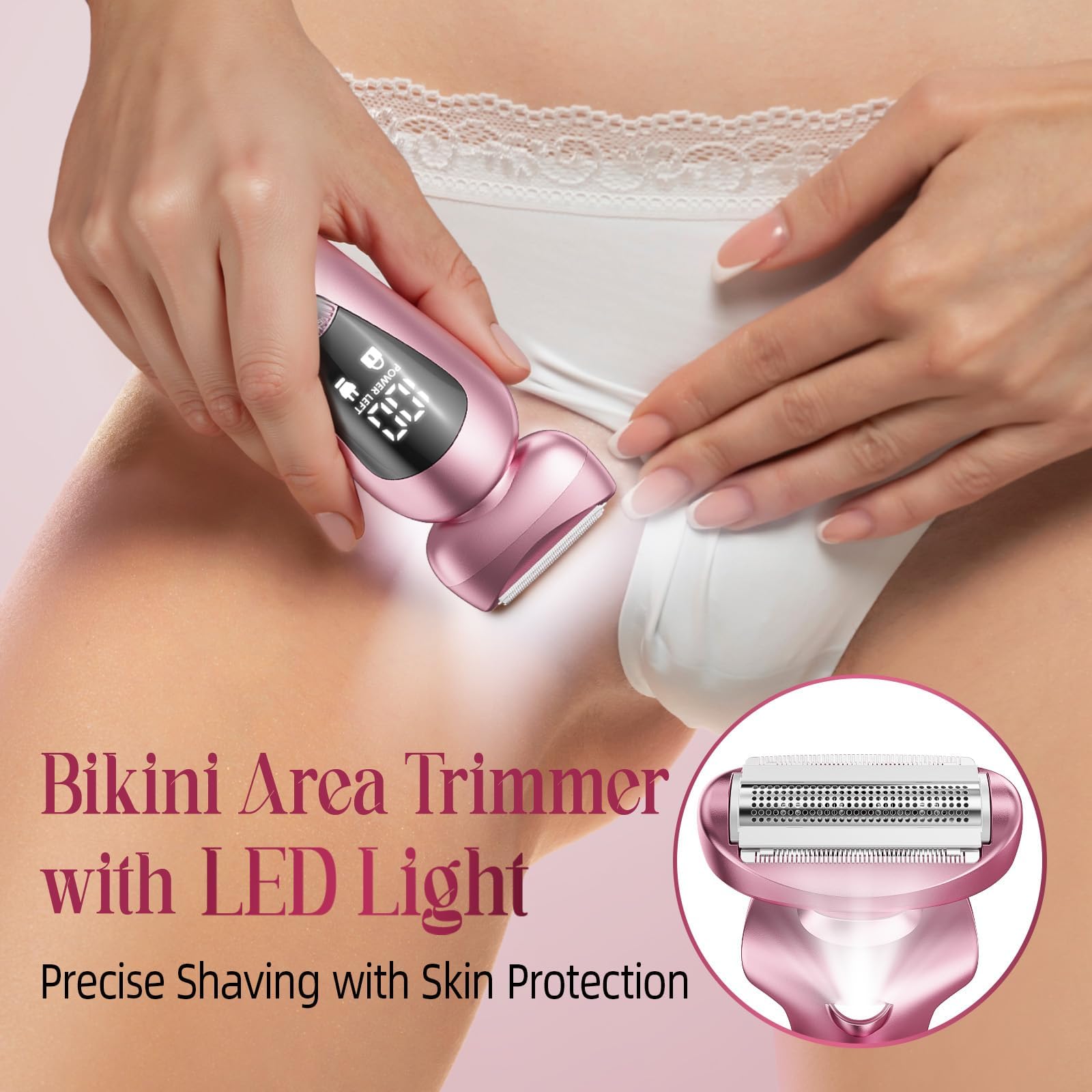 rategist Cordless Electric Razor for Women: IPX7 & LED Display | 3-in-1 for Face/Underarm/Leg - Rechargeable & Painless Bikini Trimmer - Waterproof & Lightweight Travel Design