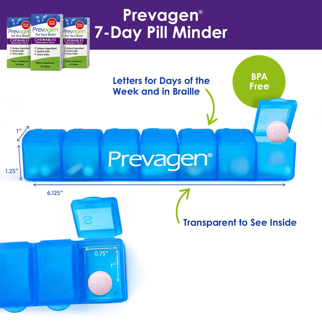Prevagen Regular Strength Mixed Berry Chewables, 7-Day Pill Minder, 3-Pack