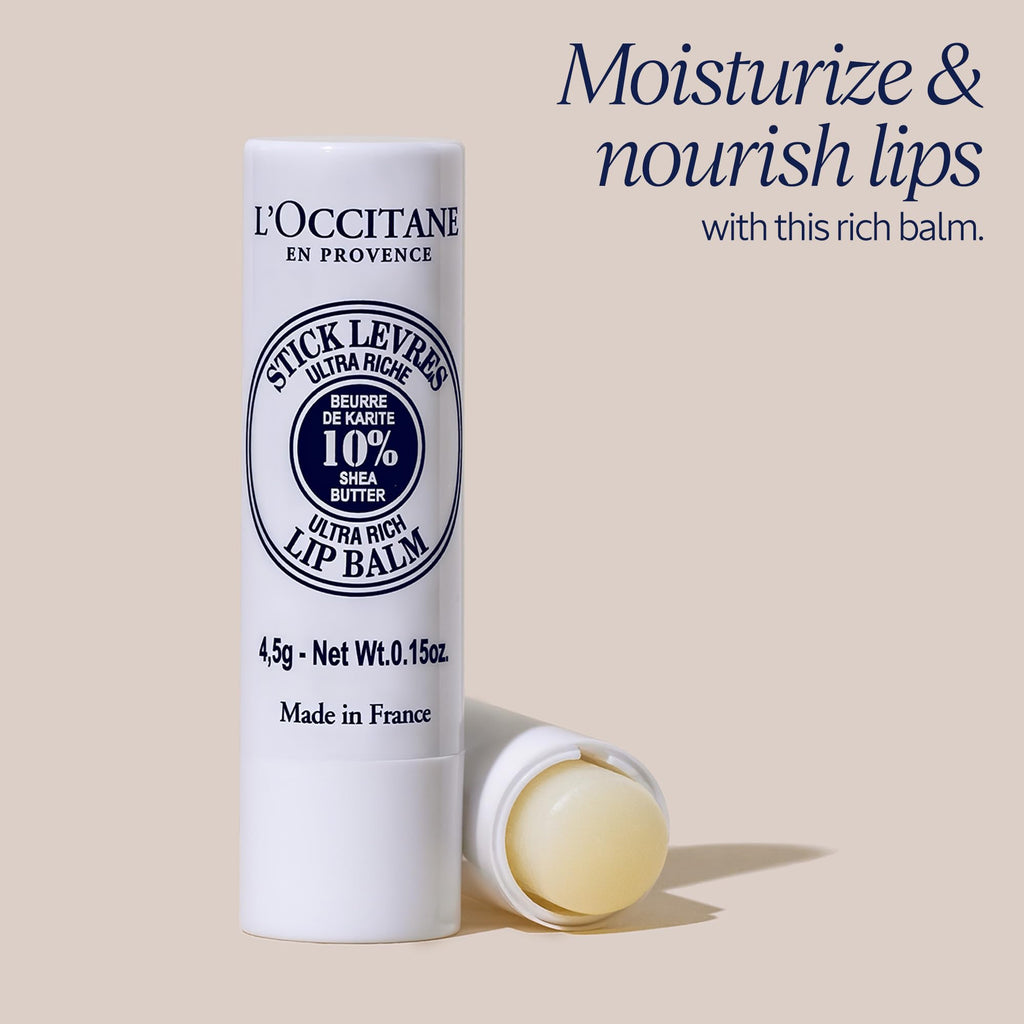 Buy now L'OCCITANE 10% Organic Shea Butter Ultra Rich Lip Balm Stick, Moisturizes, Nourishes, Repairs & Softens Dry, Chapped Lips, Long Lasting, Vegan at indiglob india