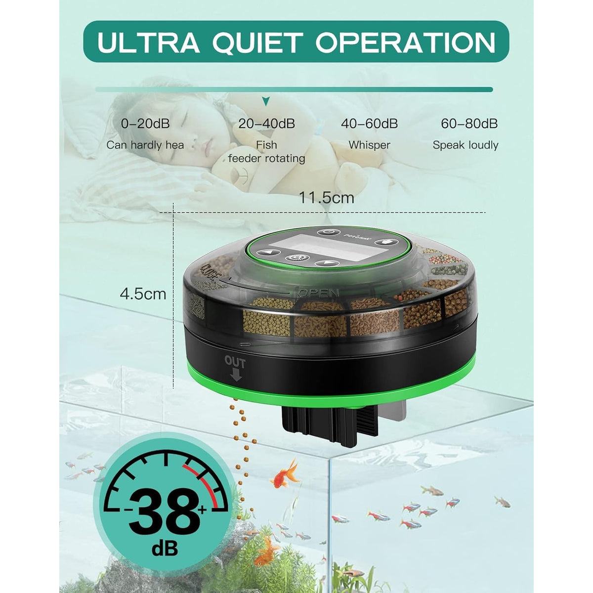 Automatic Fish Feeder for Aquarium Portion Control & Moisture-Proof