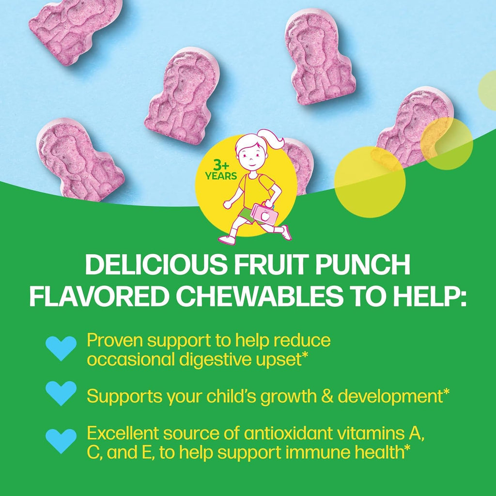 Culturelle Kids Multivitamin + Probiotic Chewable, Ages 3+, 50 Count | From the #1 Pediatrician-Recommended Brand± Promotes Digestive, Oral, Immune Health* with 11 Vitamins & Minerals, Fruit Punch
