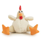 goDog Checkers Fat Rooster Squeaky Plush Dog Toy, Chew Guard Technology - White, Large