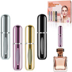 opasyo Refillable Perfume Atomizer, Leak-Proof, 5ml 4 Pack | Portable travel perfume spray bottle. Includes Gold/Pink/Blue/Black. Perfect essentials for traveling and outgoing.