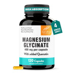 Magnesium Glycinate 400mg Capsules with Quercetin for Men & Women 120 Count | Pure Chelated Magnesium For Good Sleep, Relaxation | High Absorption, USA Made NSF GMP Certified 3rd Party Tested | Sandhu's