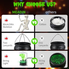 Halloween Decorations Outdoor Witch Cauldron Tripod with Fog Maker & Skull