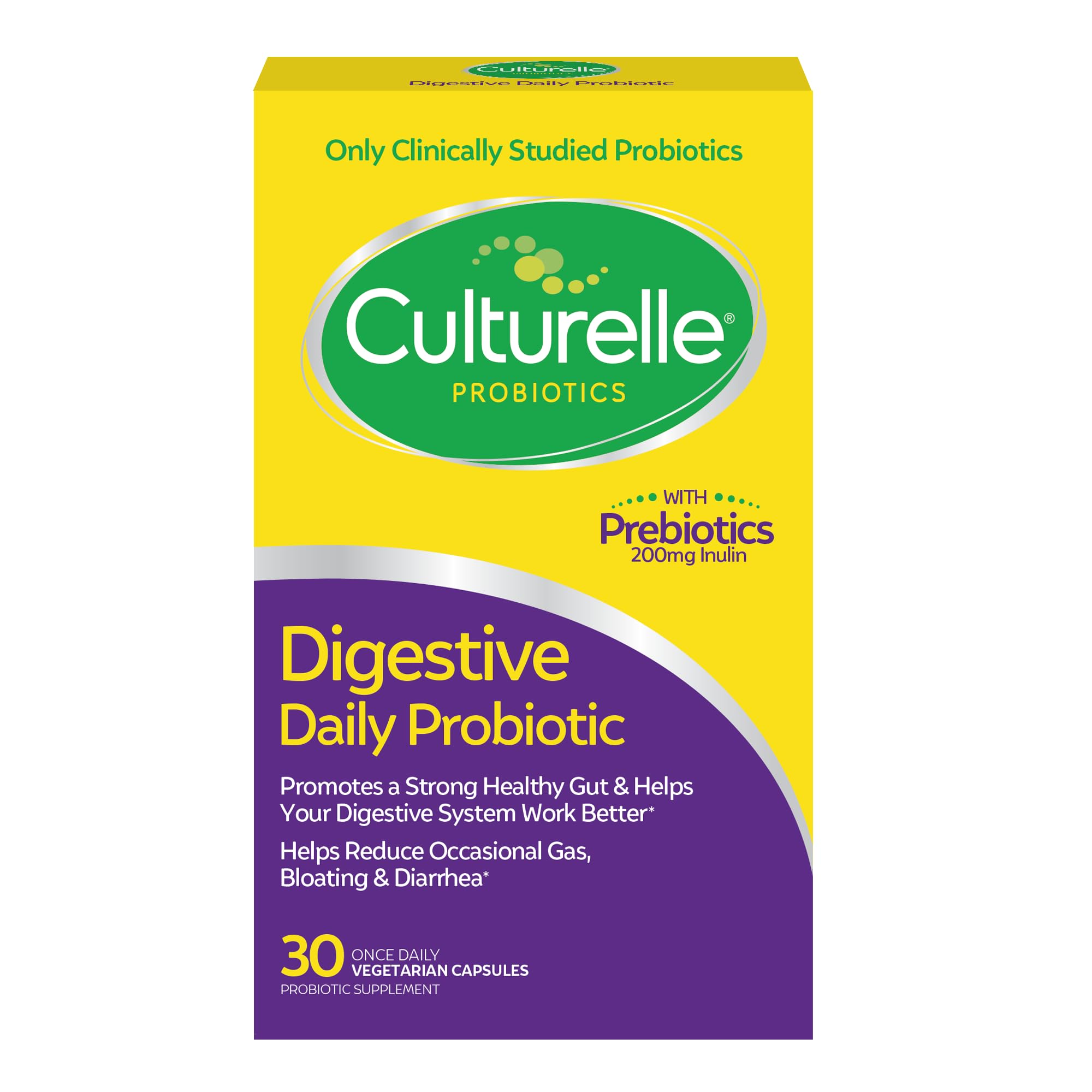Culturelle Digestive Daily Probiotic for Men & Women, 10B CFUs, 30 Count | Gut Health Support for Men & Women, Survives Stomach Acid, Supports Occasional Gas & Bloating*