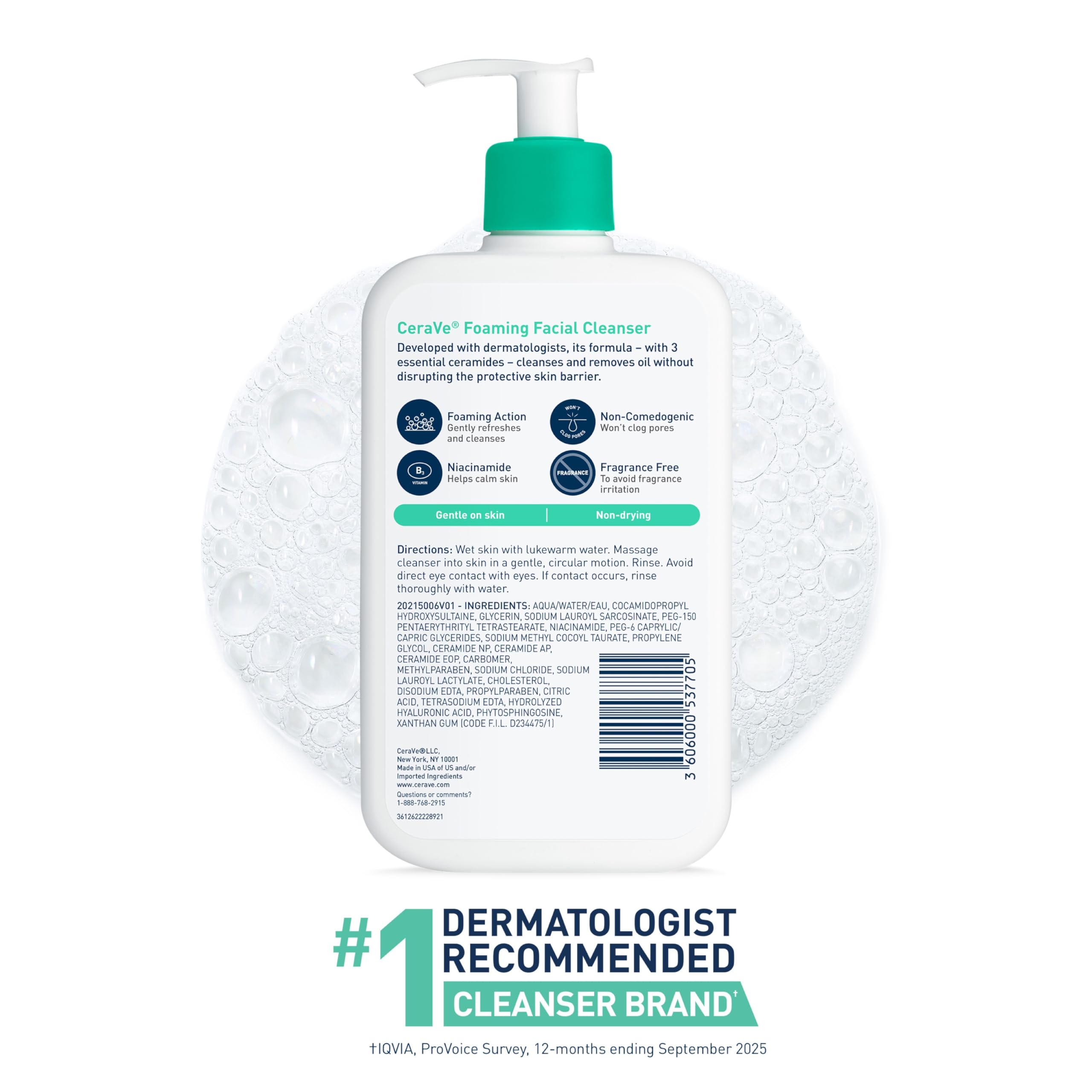 Buy now CeraVe Foaming Facial Cleanser, Daily Face Wash for Oily Skin, Hyaluronic Acid + Ceramides + Niacinamide, Fragrance Free & Paraben Free, Non-Drying Oil Control Face Wash, 19 Fluid Ounce at indiglob india