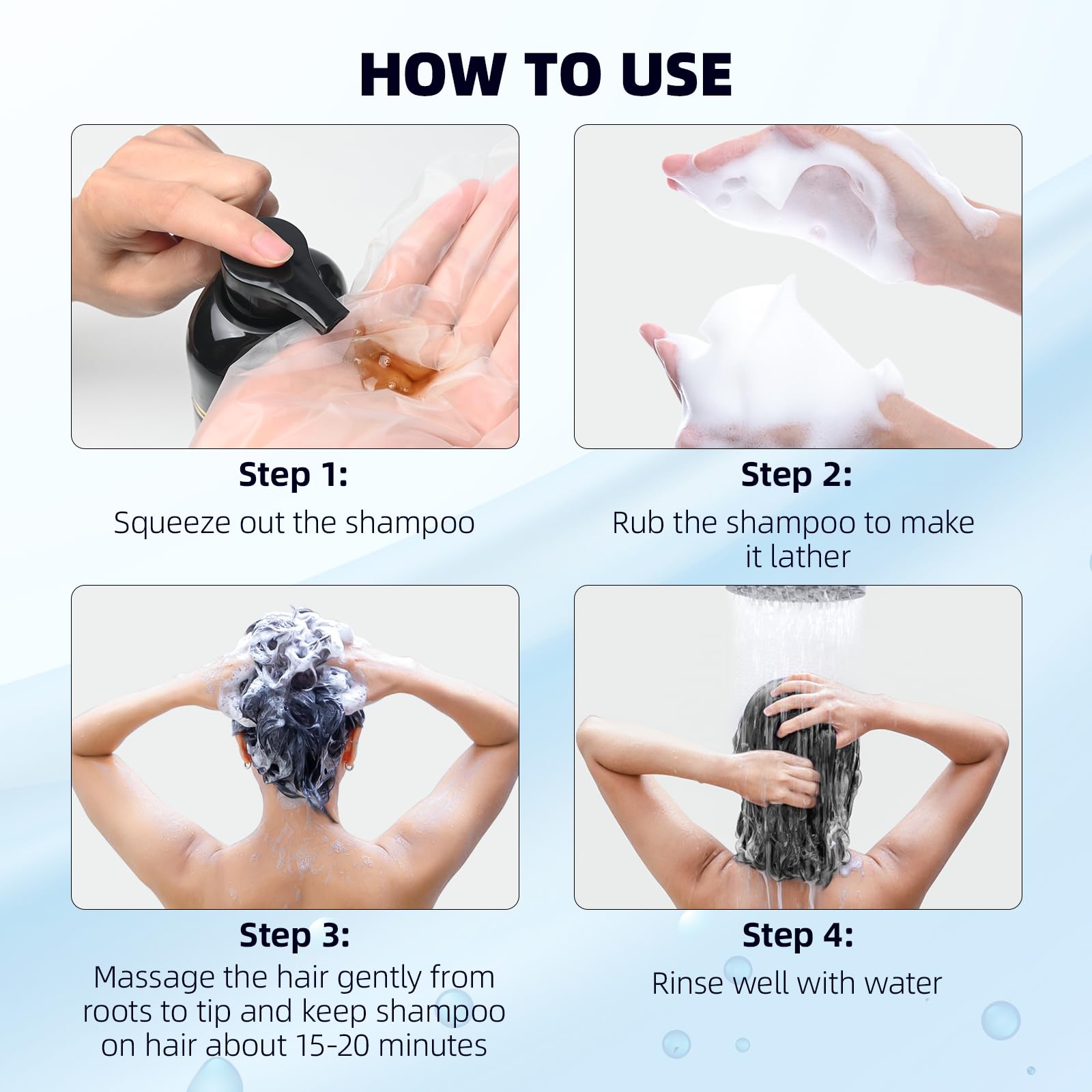 Ivnil Black Hair Dye Shampoo Color Shampoo for Gray Coverage for Women Men | Easy to use at home, Effectively cover white hair
