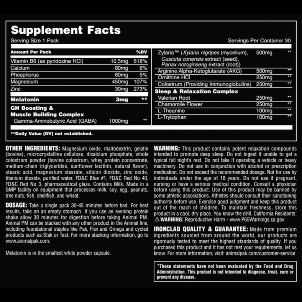 Buy now Animal PM - Sleep Aid for Adults Non-Habit Forming Relaxation Enhancer and Mood Support with Melatonin, L-Theanine, Zylaria, Zinc, Magnesium, Vitamin B6, GABA + AKG Anabolic Stack Supply, 30 Count at indiglob india