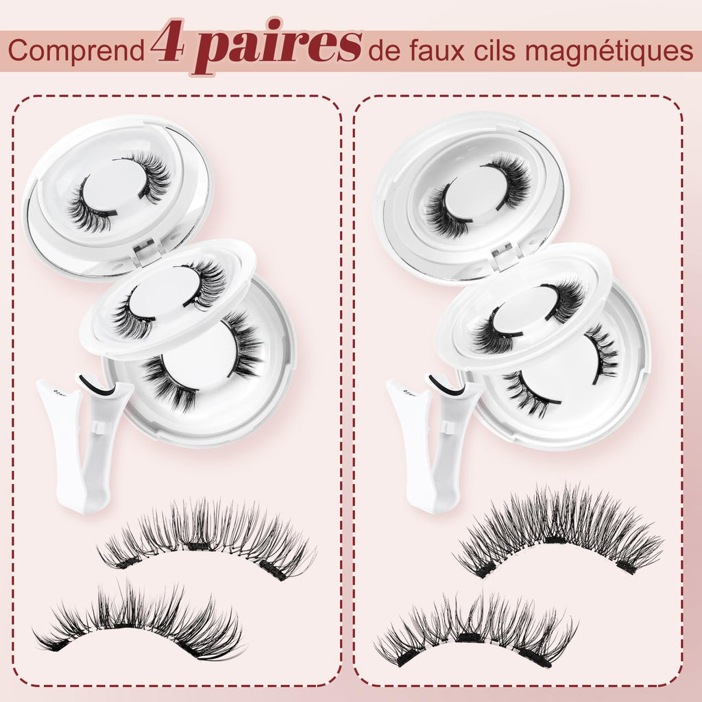 Higu clace Magnetic Eyelashes 4Pairs Magnetic Lashes with Applicator(E)