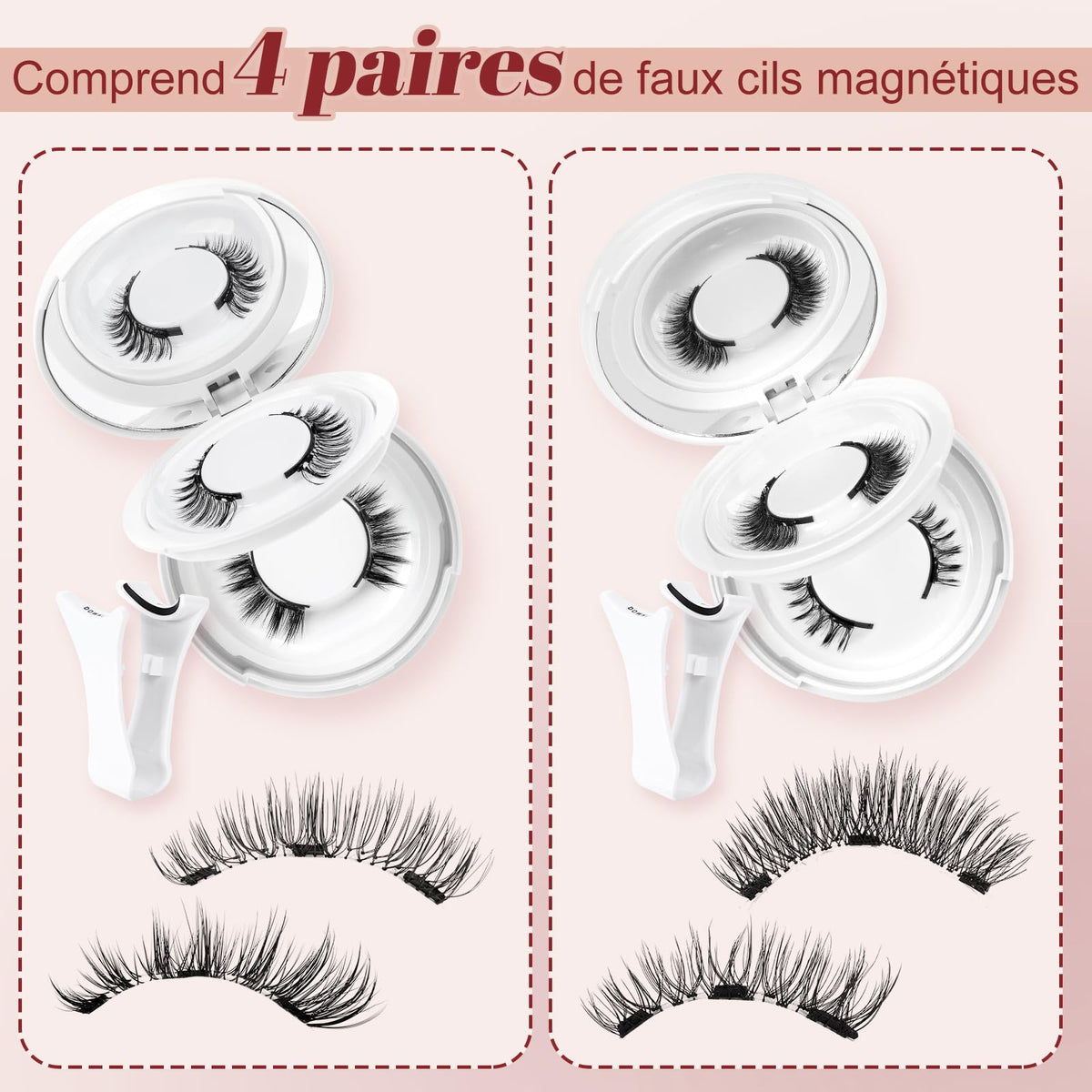 Higu clace Magnetic Eyelashes 4Pairs Magnetic Lashes with Applicator(E)