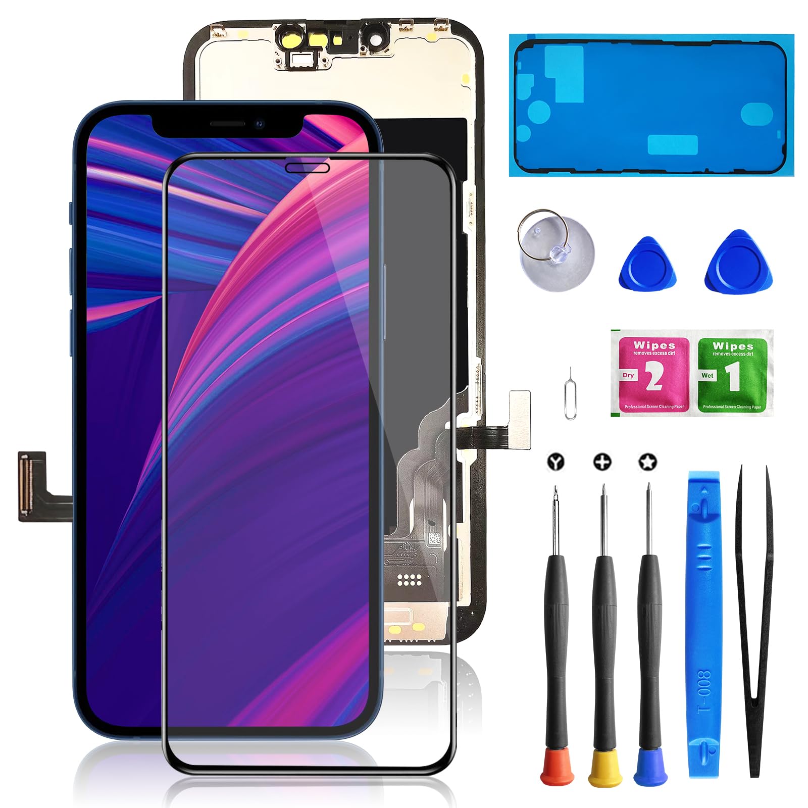 Buy now for iPhone 11 Screen Replacement 6.1 3D Touch Screen LCD Display Digitizer for A2111, A2223, A2221 Cell Phone Repair Kits+ Waterproof Frame Adhesive Sticker+Screen Tempered Protector+Face ID for iphone 13 at indiglob india