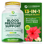 PurePremium Blood Pressure Supplements with Hawthorn Berry, Hibiscus - 90ct | Garlic & Vitamin B12 - Nitric Oxide Supplement for Normal Heart Health, Circulation Health & Blood Pressure Support, USA Made