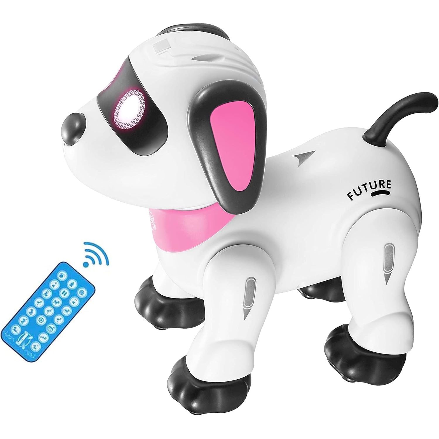 Buy now yiman Remote Control Robot Dog Toy – Programmable Smart Robot Dog for Kids 3+, Interactive Dancing & Sound, RC Stunt Robot Toys with LED Eyes, Electronic Pet Toy Dog for Boys & Girls Gifts (Blue) Pink at indiglob india