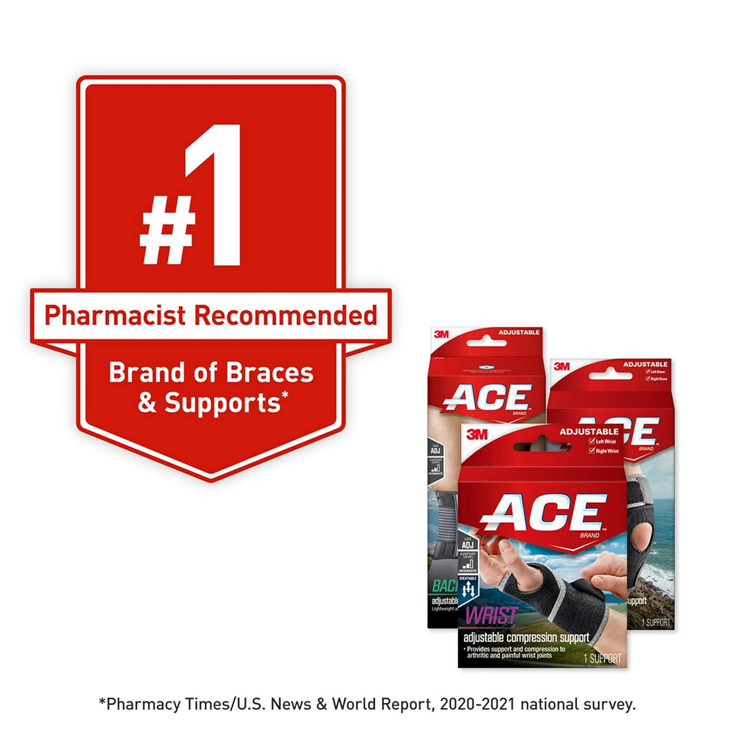 Buy now ACE Brand Adjustable Compression Knee Support, Moderate Support for Weak, Sore or Injured Joints, One Size Fits Most at indiglob india