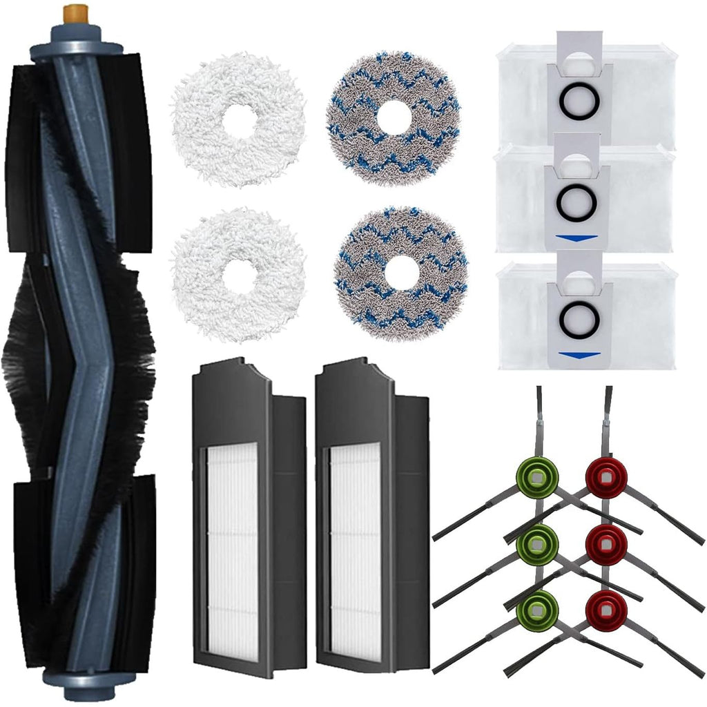 Buy now DEEBOT X1 Series Replacement Accessories Set Fit for ECOVACS X1 Omni / X1 TURBO Robot Vacuum Include 1 Main Brush 6 Side Brushes 2 Filter 4 Mop Pads 3 Dust bag Parts 16 Pack Accessories Set at indiglob india