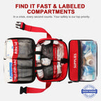 516 Piece First Aid Kit for Car, Travel & Home, FSA Eligible HSA Items - Large Professional Waterproof Compact Labeled Emergency Kit with Molle Shoulder Strap for Camping, Hiking & Survival