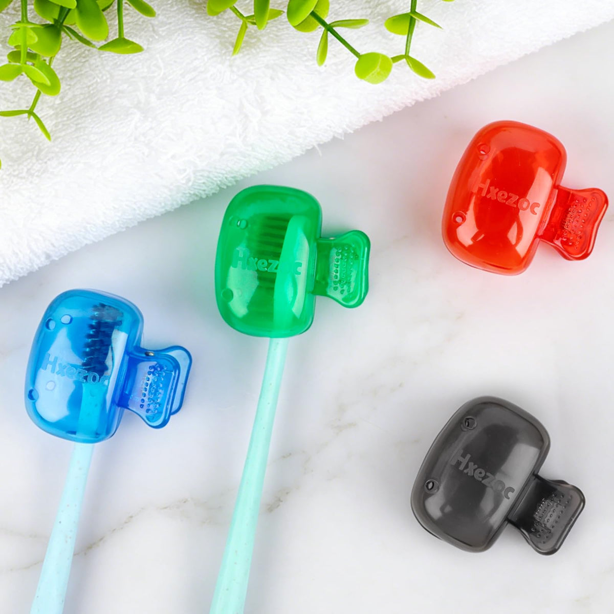Hxezoc 12 Pack Toothbrush Covers Toothbrush Holders Travel Toothbrush Protector Cap Plastic Protective Portable Clip for Bathroom, Household Travel, Camping, School, Business