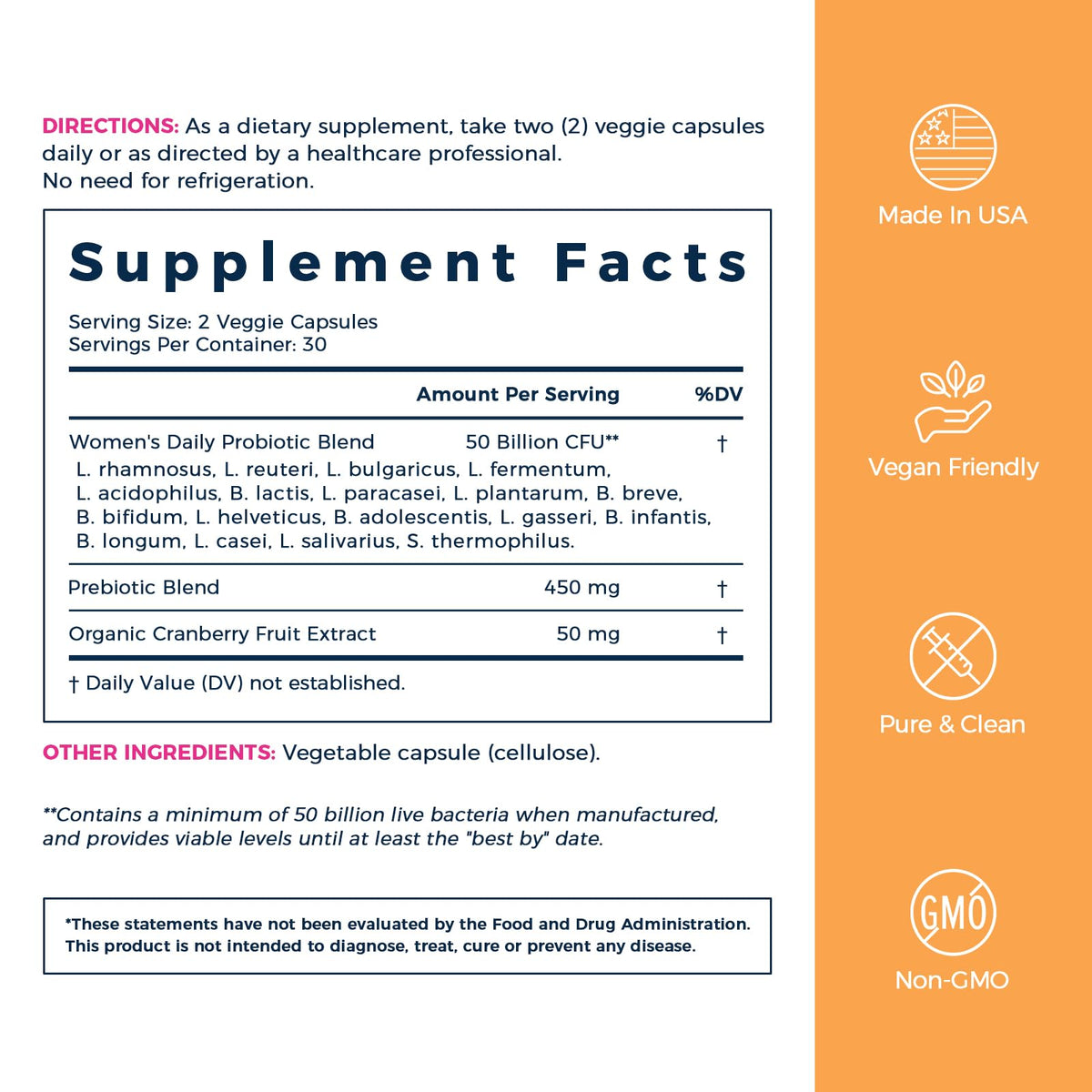 NewRhythm Women's Probiotics, Organic Cranberry, 50 Billion CFU 18 Strains, Probiotics with Prebiotics, Support Digestive Health, No Refrigeration Needed, Non-GMO, No Soy, 60 Vegan Capsules, No Dairy
