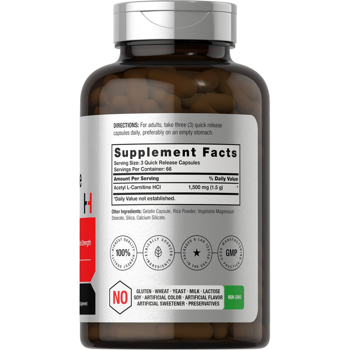 Horbäach Acetyl L-Carnitine 1500mg | 200 Capsules | Extra Strength