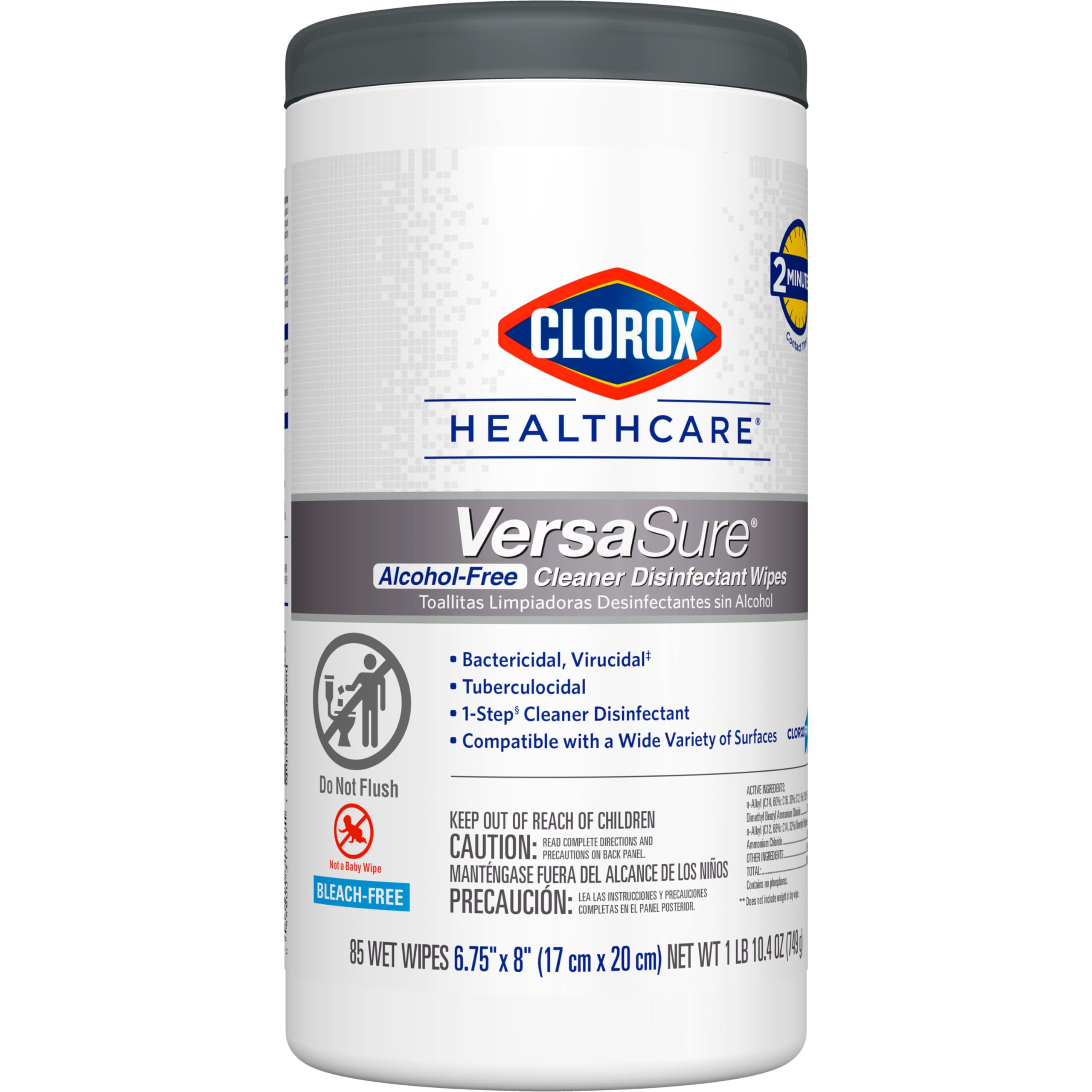 Buy now Clorox Healthcare VersaSure Cleaner Disinfectant Wipes, 6.75" x 8", 85 Count Canister (Package May Vary) at indiglob india