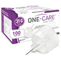 ONE-CARE Pen Tips, 31G x 5mm, Ultra-Fine, Twist-On Design, 100 Count