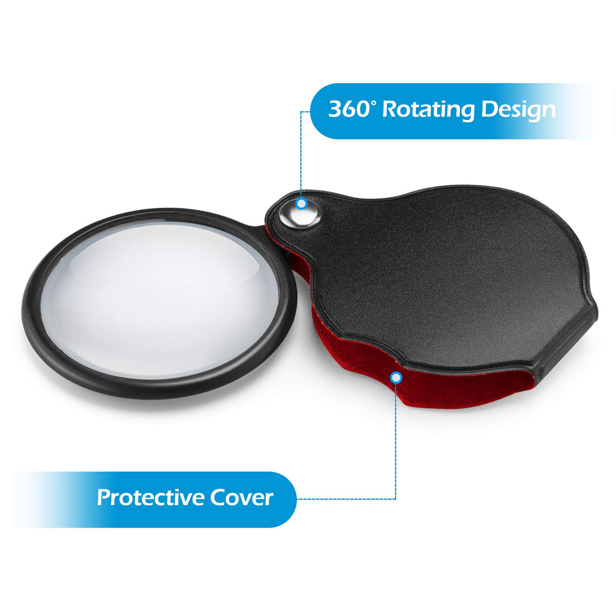 2PCS Small Magnifying Glasses for Kids/Senior, 10X Pocket Magnifier