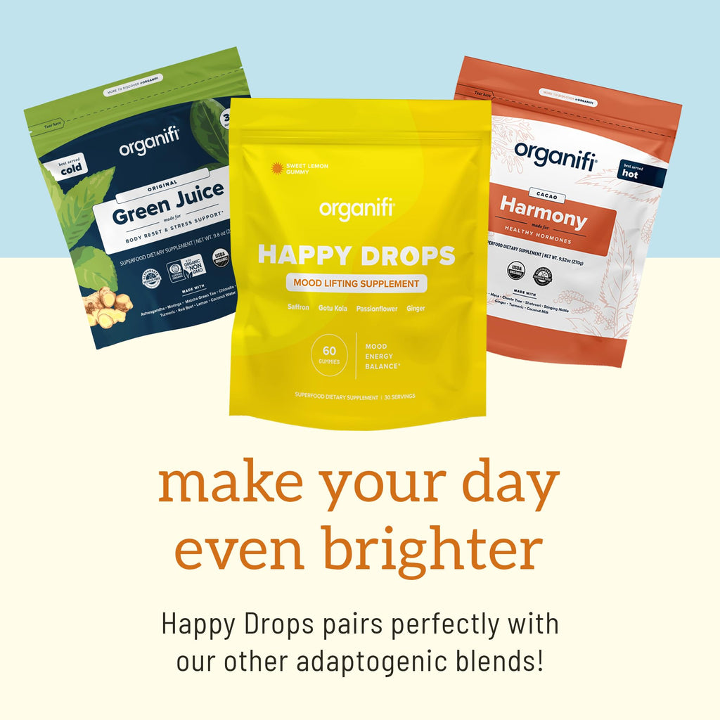 Organifi Happy Drops Natural Mood Lifting Gummies, 60 Count