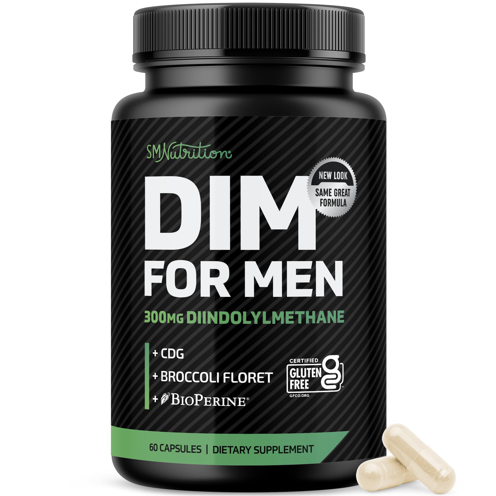 DIM Supplement for Men 300mg, Estrogen Blocker & Aromatase Inhibitor, 60 Ct | Extra Strength Men’s Hormone Balance & Fitness Booster, Diindolylmethane Plus CDG & Broccoli Floret, Gluten-Free, 60 Capsules