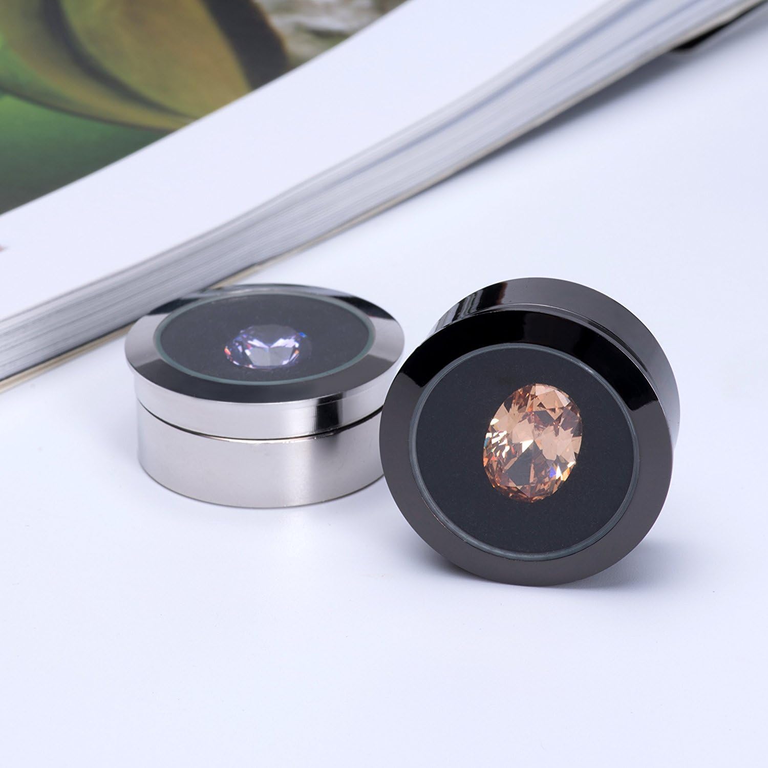 Buy now Small Loose Diamond or Gemstone Display Box Case Holder Show Container Metal (Black- 1.3x0.5) at indiglob india