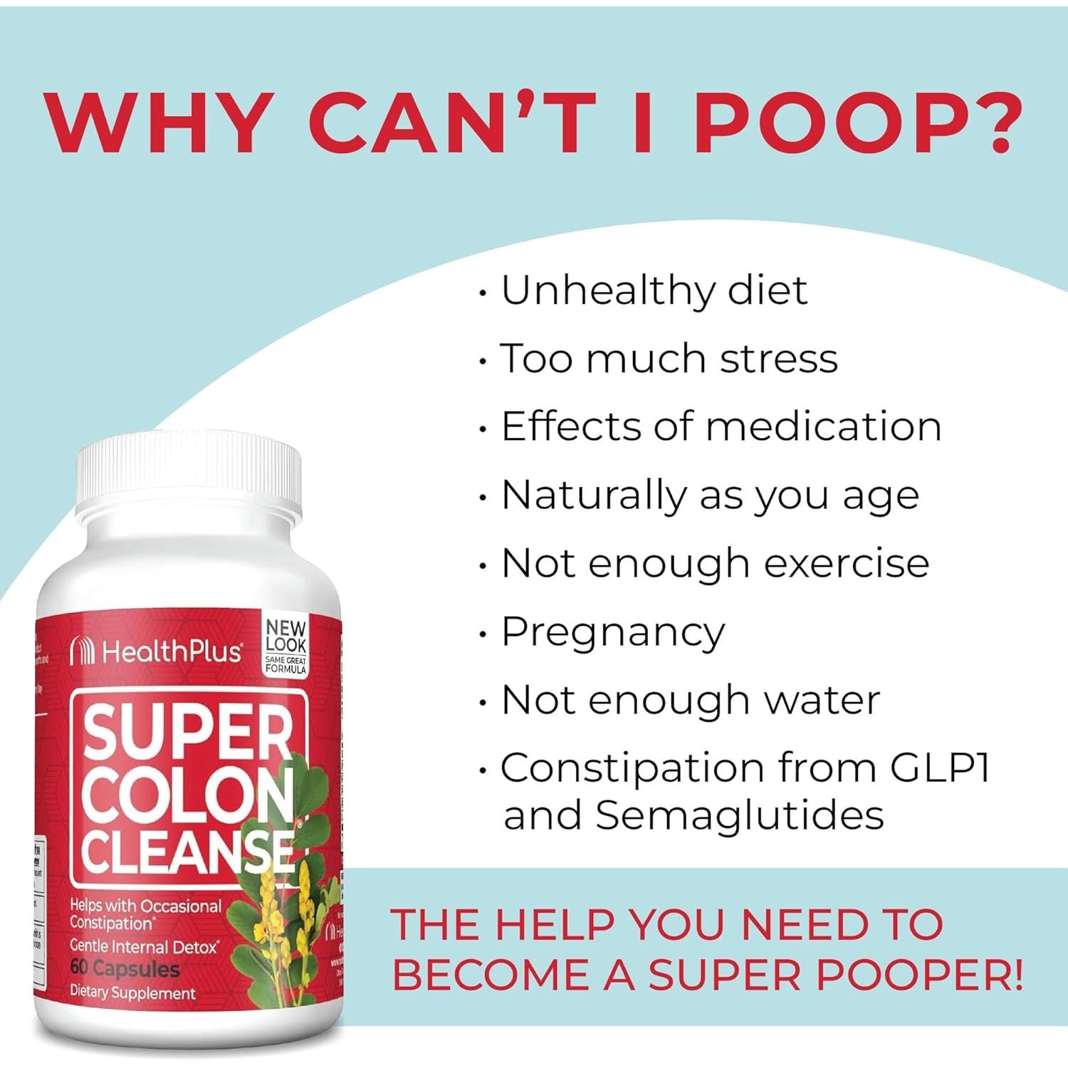 Buy now Health Plus Super Colon Cleanse 15 Day Supply of Gentle Gut Cleanse Detox, Psyllium Husk, Probiotics for Constipation Relief & Digestive Support, 60 Capsules at indiglob india