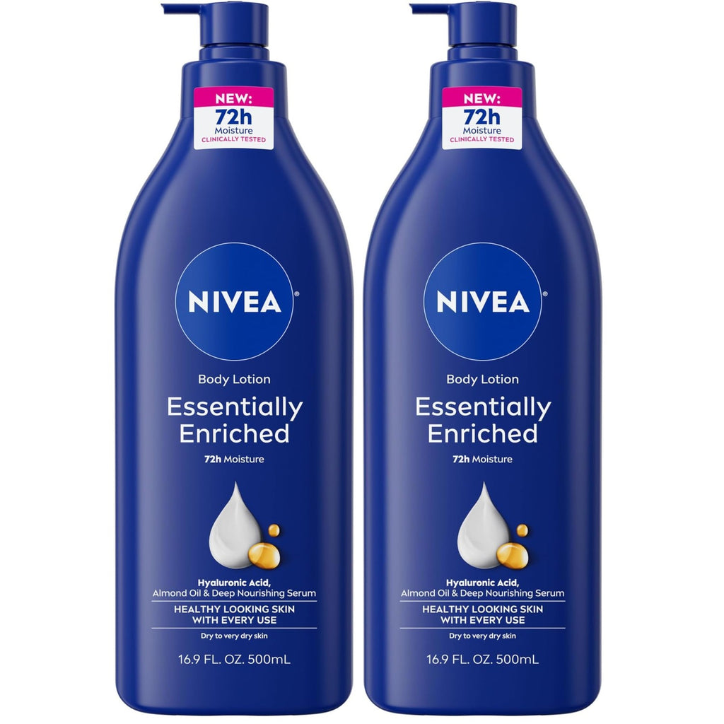 NIVEA Essentially Enriched Body Lotion, Very Dry Skin, Almond Oil, 16.9 Oz