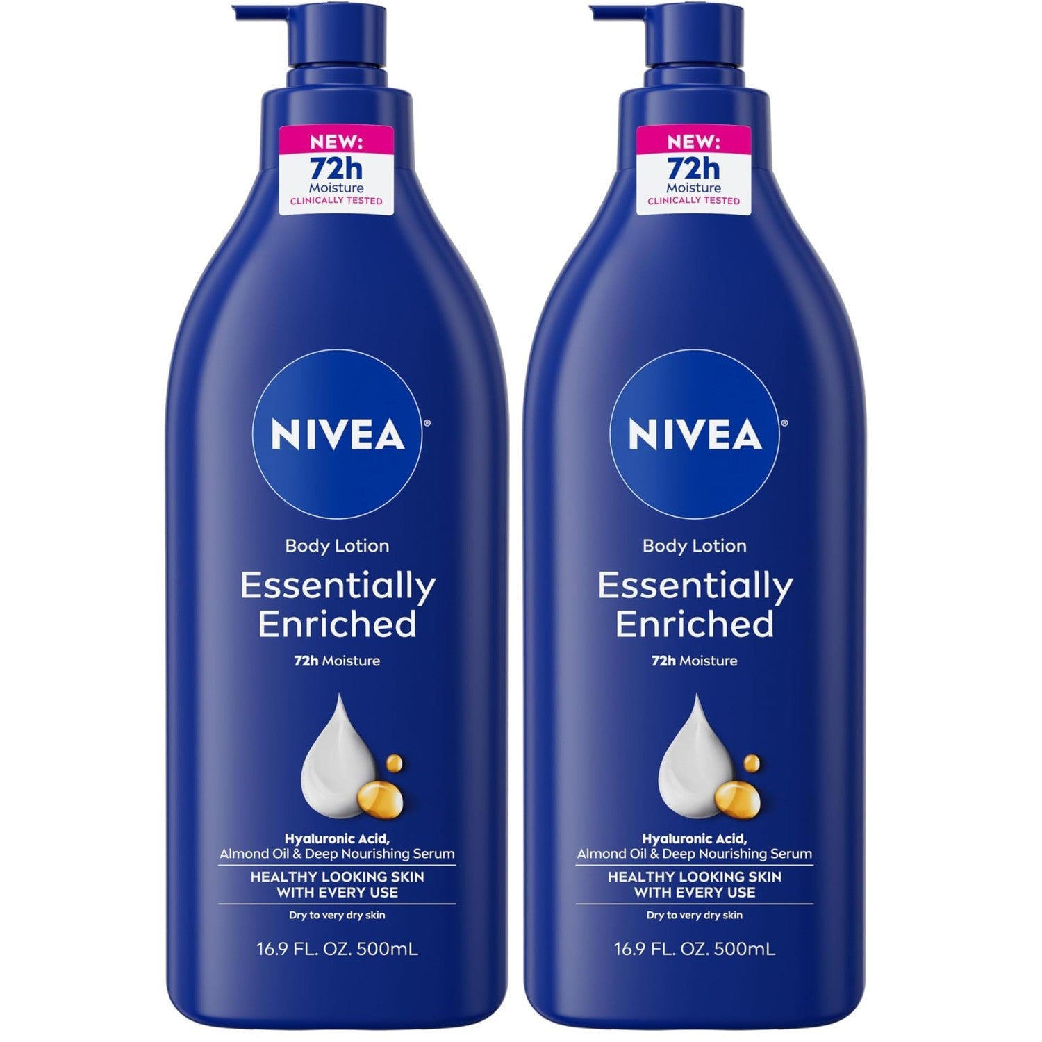 NIVEA Essentially Enriched Body Lotion, Very Dry Skin, Almond Oil, 16.9 Oz
