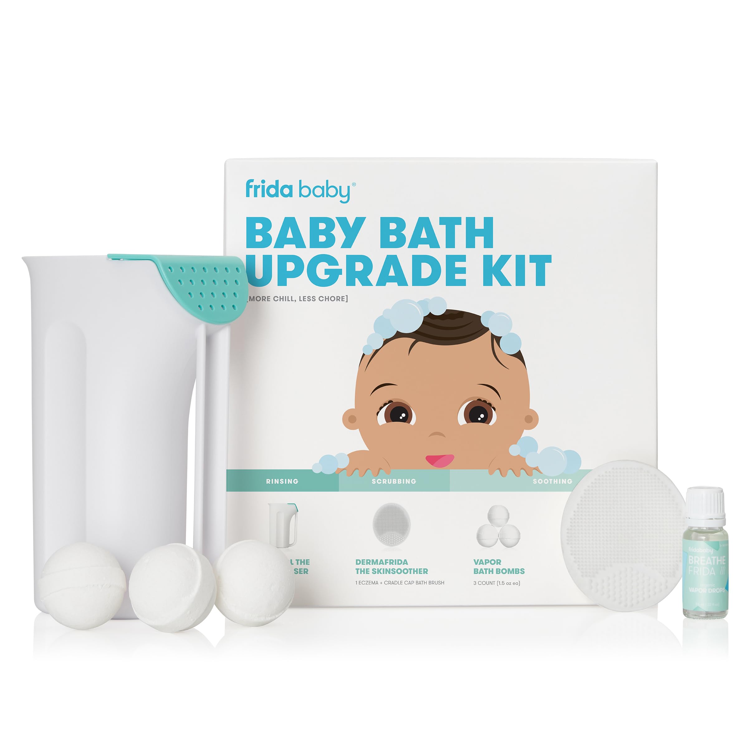 Buy now Frida Baby Control The Flow Bath Rinse Cup, Tear Free Rinser to Wash Hair and Body with Easy Grip Handle and Removable Rain Shower, Made in USA Bath Kit at indiglob india