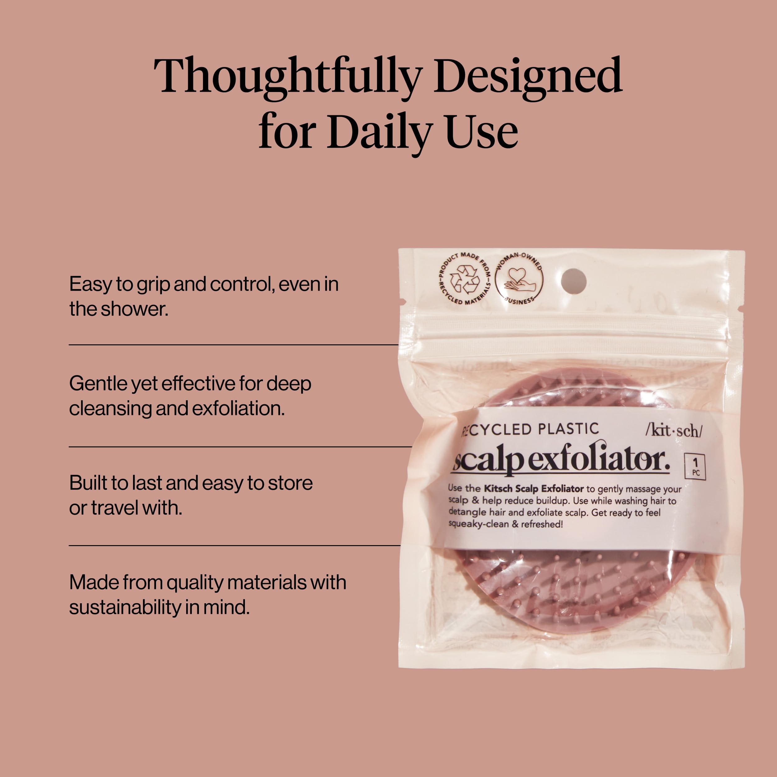 Buy now Kitsch Scalp Massager for Hair Care - Scalp Scrubber, Shampoo Brush & Exfoliator for All Hair Types - Relaxing & Exfoliating - Terracotta at indiglob india