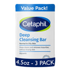 Cetaphil Deep Cleansing Face & Body Bar Soap, Sensitive Skin Care, 3 ct | Soap-Free, Fragrance-Free, Paraben-Free, Hypoallergenic, Face And Body Bar, Removes Makeup, Dirt And Oil, Dry To Normal Skin