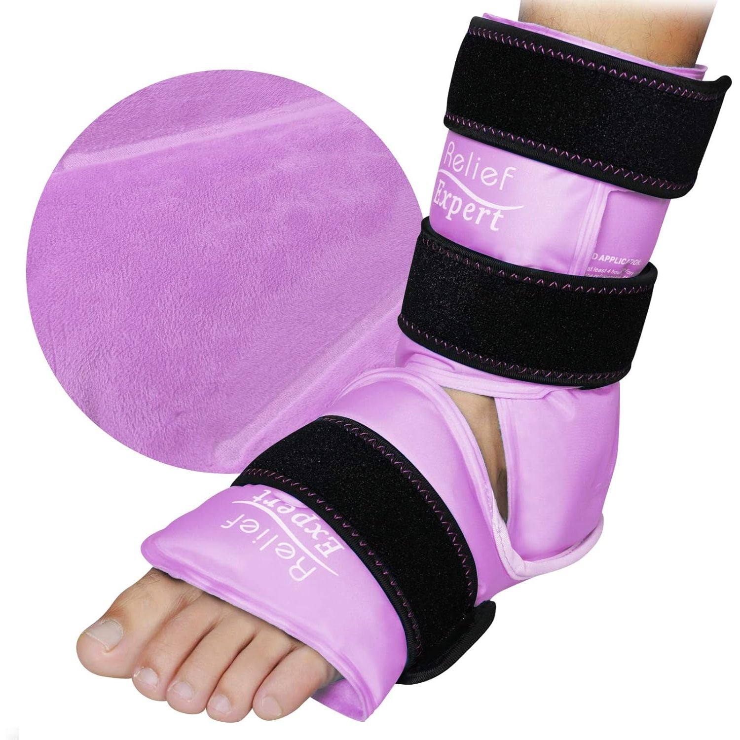 Buy now Relief Expert Ankle Ice Pack Wrap â€“ Reusable Cold Gel Pack for Foot and Heel, Dual-Sided Design with Soft Plush Lining, Flexible Cold Compress for Achilles and Ankle Support, Blue Purple-Pack 1 1 at indiglob india