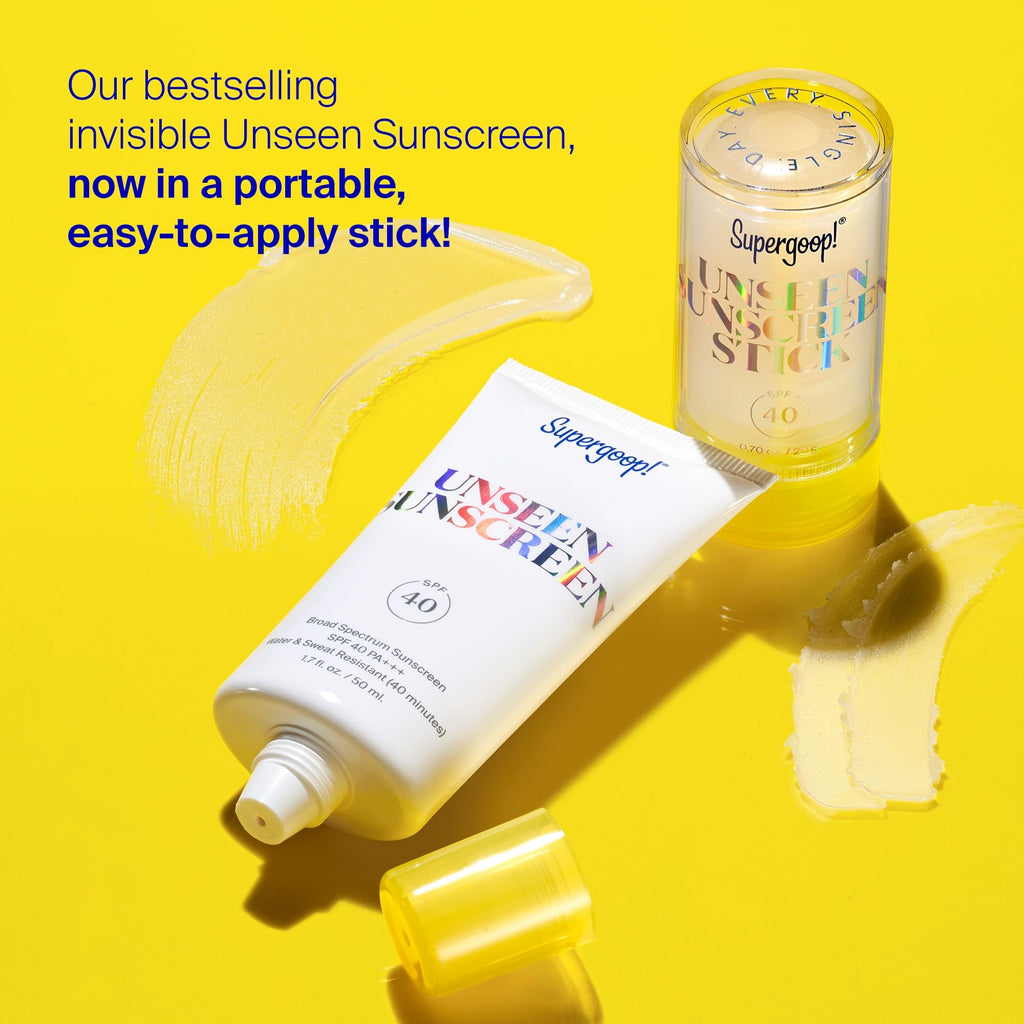 Buy now Supergoop! Unseen Sunscreen Stick - SPF 40 - Clear & Invisible Sun Protection - Broad Spectrum Face Sunscreen - Glides Over Makeup - Natural Finish - For All Skin Types - 0.7 fl oz at indiglob india