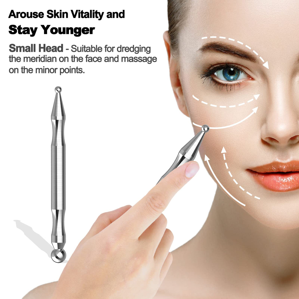 Melonsun Stainless Steel Acupuncture Pen for TMJ Relief, FSA-HSA-Eligible TMJ Massager for Jaw Clenching, Acupressure Facial Tool for Face Reflexology & Full-Body Pressure Point Massage