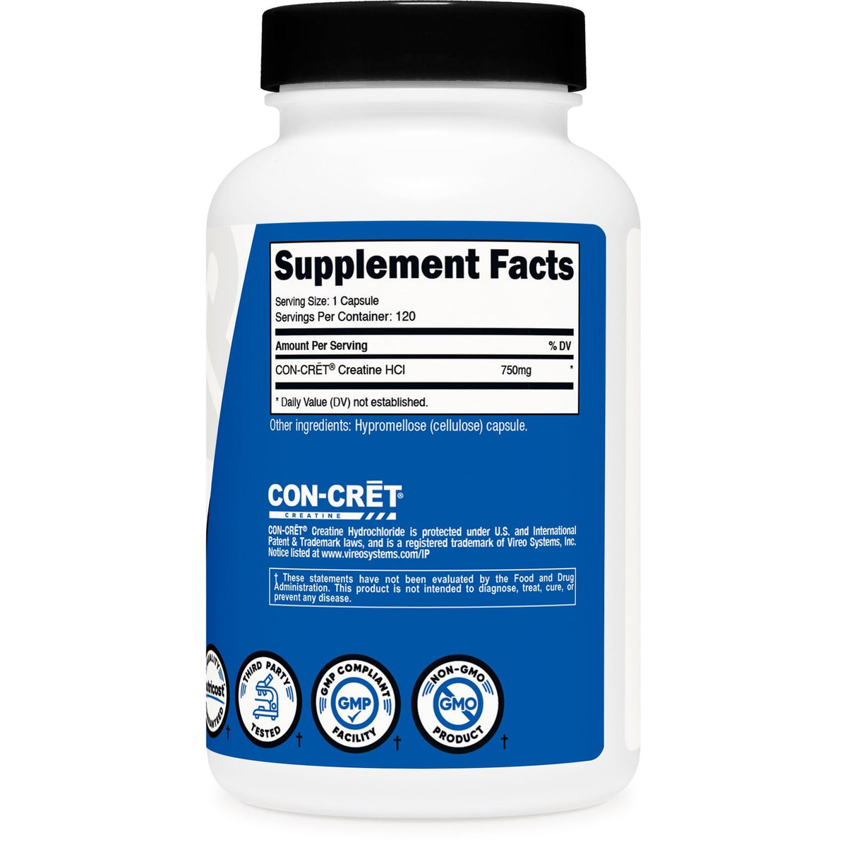 Nutricost Creatine HCl 750mg, 120 Capsules, Made with CON-CRET Creatine