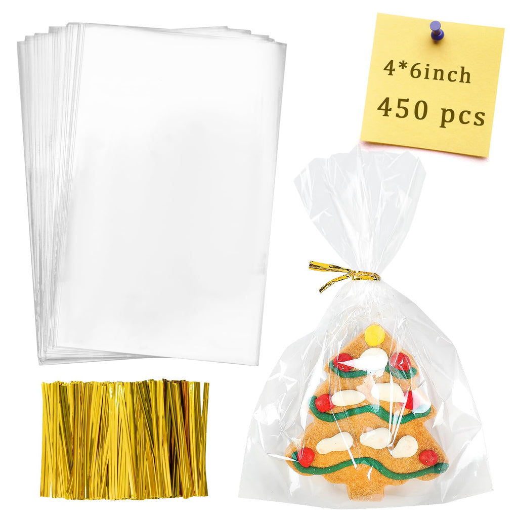 Labeol Cellophane Bags,450Packs 4X6 Inch Treat Gift Wrap