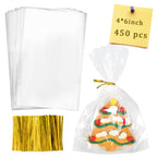 Labeol Cellophane Bags,450Packs 4X6 Inch Treat Gift Wrap