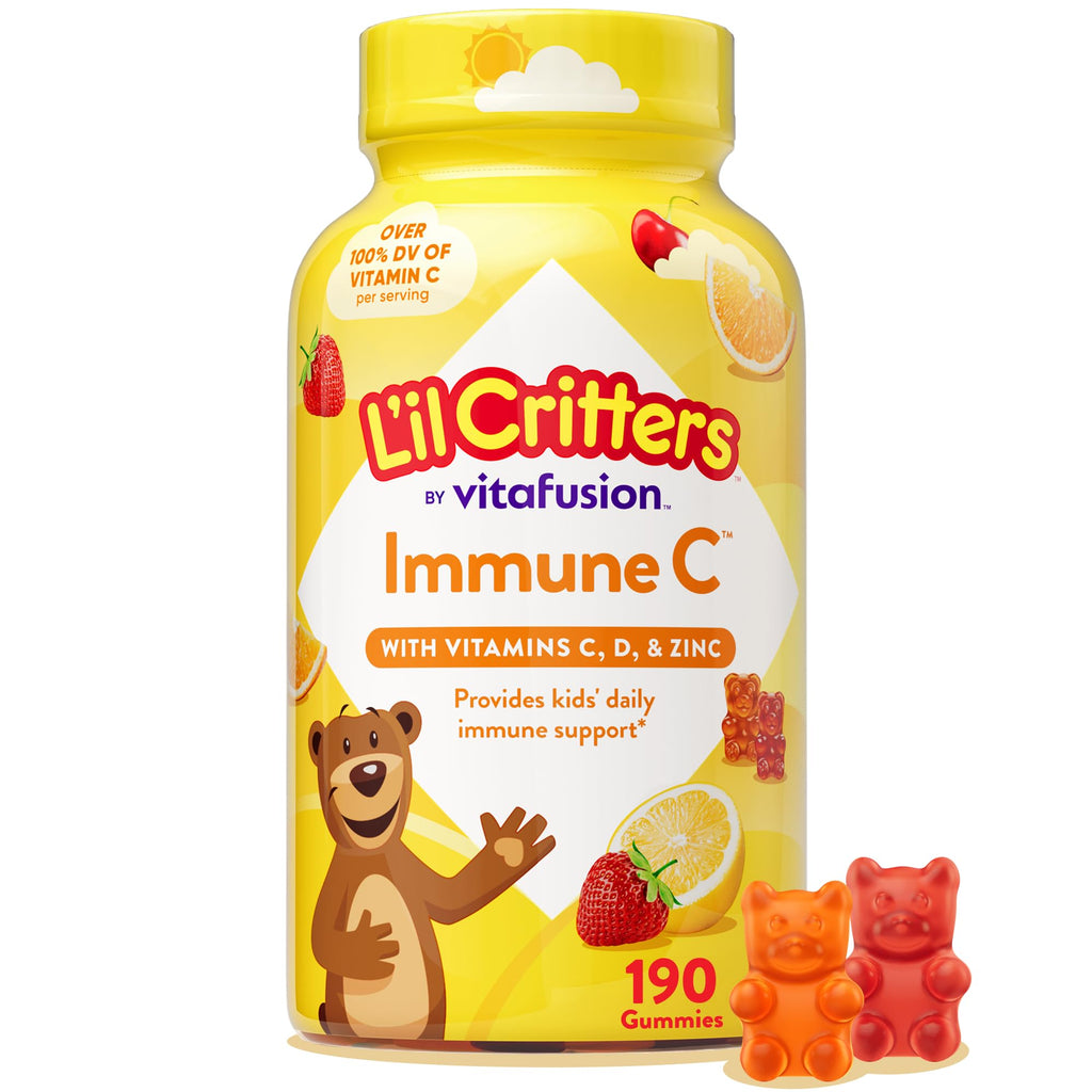 L'il Critters Kids Immune C | Vitamin C and Zinc Gummies | 190 Count | Assorted Fruit Flavors | Gluten and Dairy-Free Children's Gummy Supplement