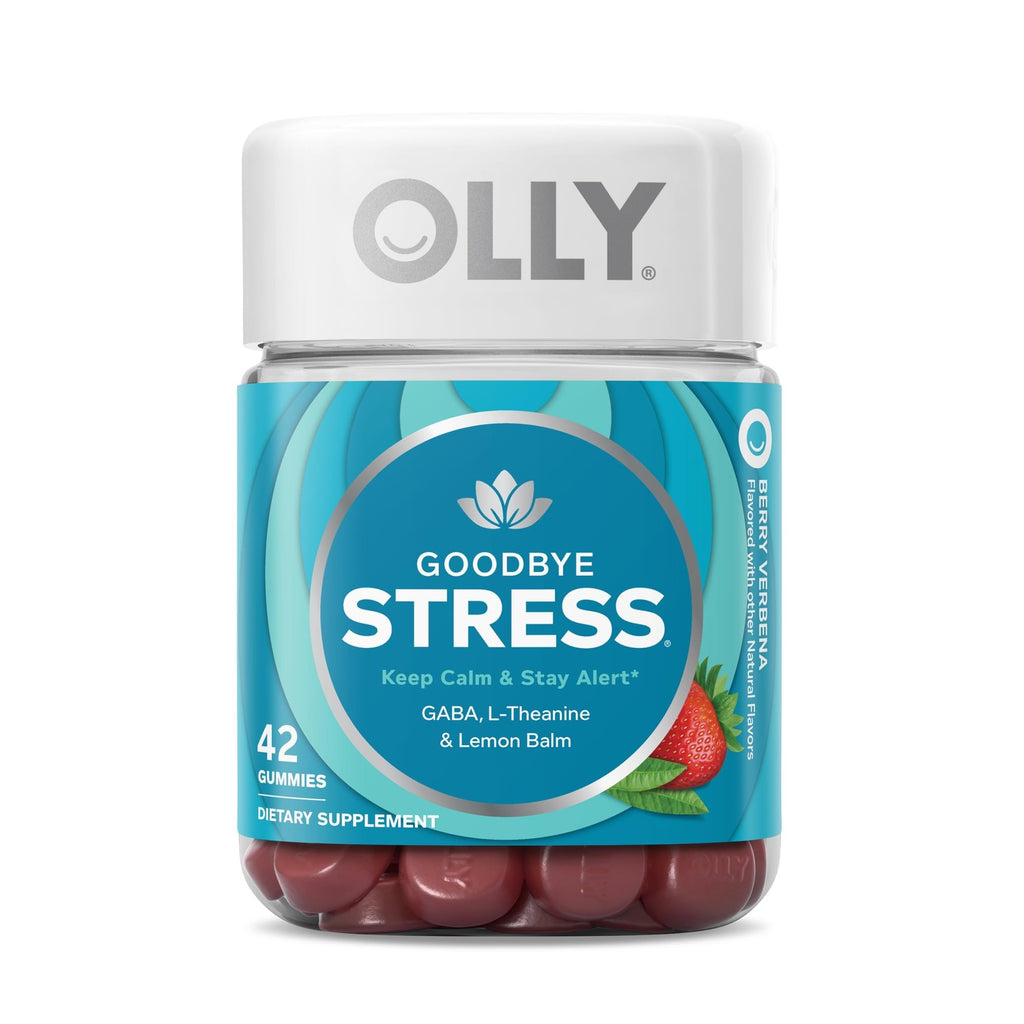 OLLY Goodbye Stress, Stress Support* Supplement, 50mg L-Theanine - 74 Count