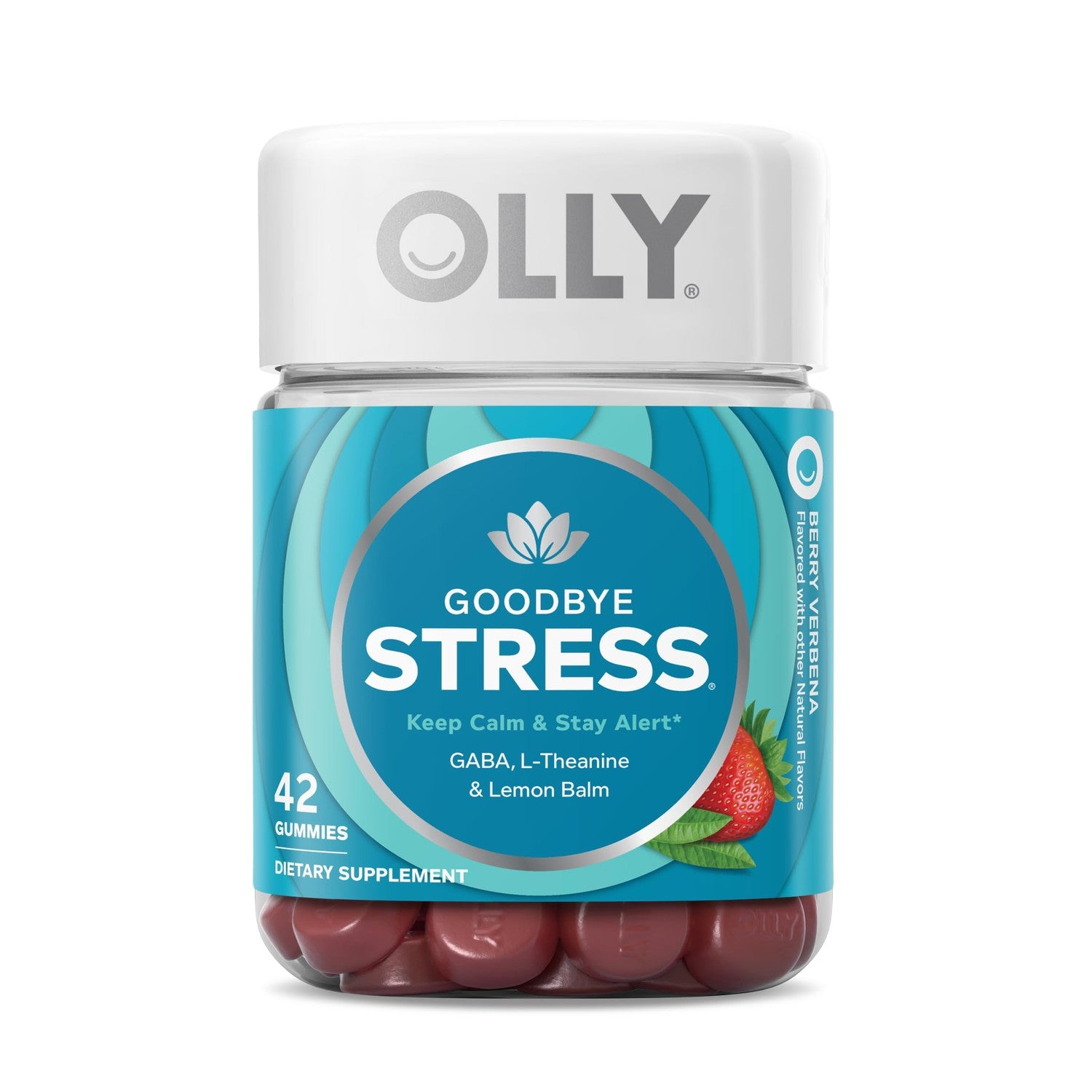 OLLY Goodbye Stress, Stress Support* Supplement, 50mg L-Theanine - 74 Count