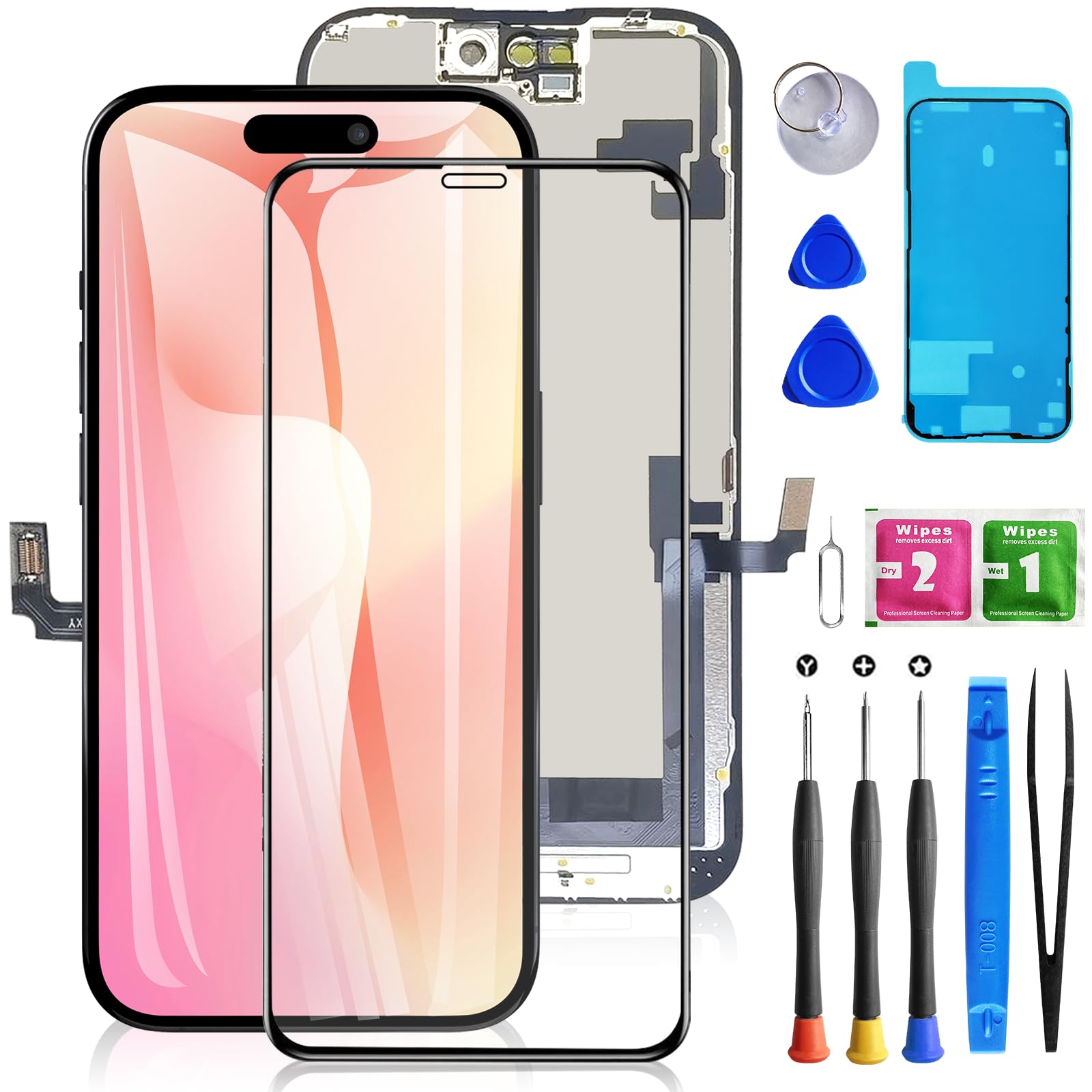 Buy now for iPhone 11 Screen Replacement 6.1 3D Touch Screen LCD Display Digitizer for A2111, A2223, A2221 Cell Phone Repair Kits+ Waterproof Frame Adhesive Sticker+Screen Tempered Protector+Face ID for iphone 16 at indiglob india