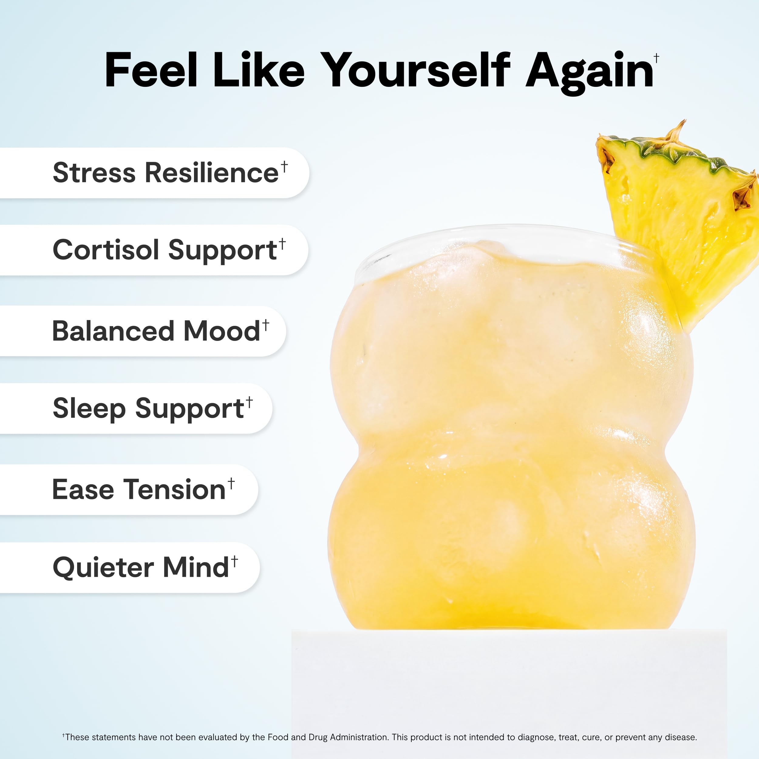 Ü Relax 2.0 Powder Drink Mix, Pineapple, Ashwagandha & L-Theanine, Adaptogens, Cortisol, Sleep Aid, Ready-to-Mix, Sugar Free, Zero Calorie, 20 Stick Packs