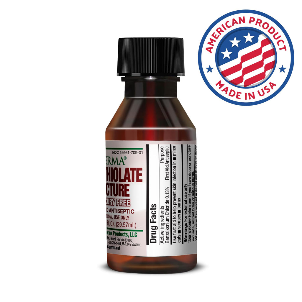 Germa Merthiolate Tincture - 1 oz - Mercury-Free First Aid Antiseptic for Minor Cuts and Scrapes