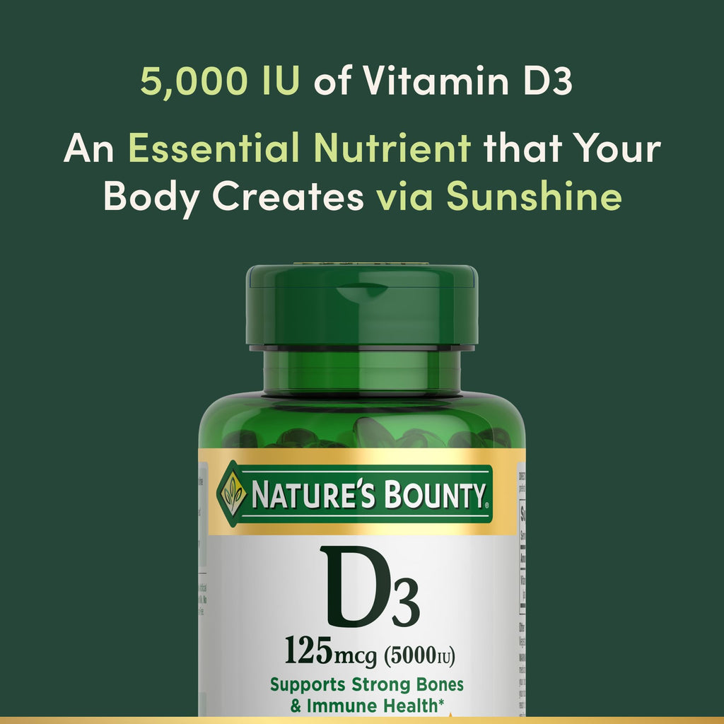 Nature's Bounty Vitamin D3 5000 IU Softgels, 240 Count