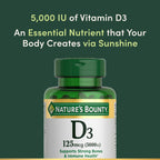 Nature's Bounty Vitamin D3 5000 IU Softgels, 240 Count